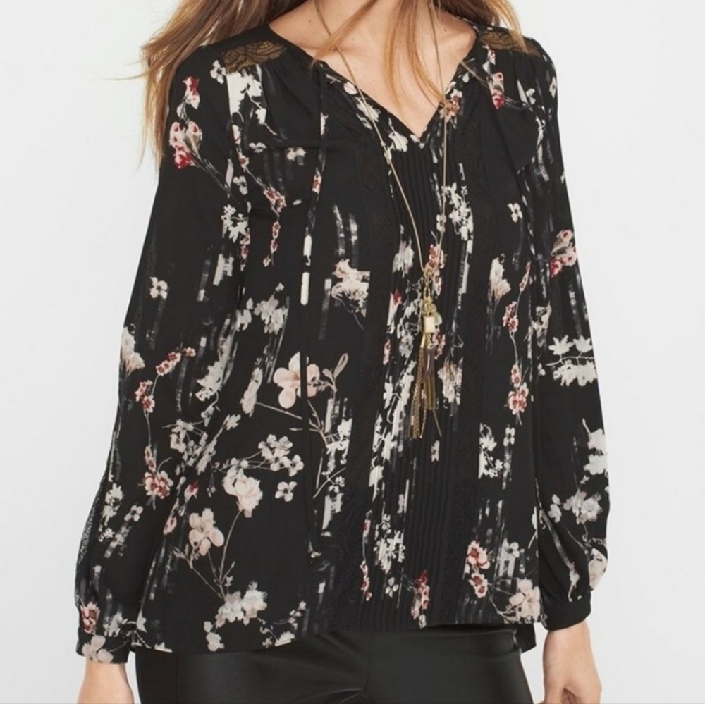 White House Black Market floral boho blouse